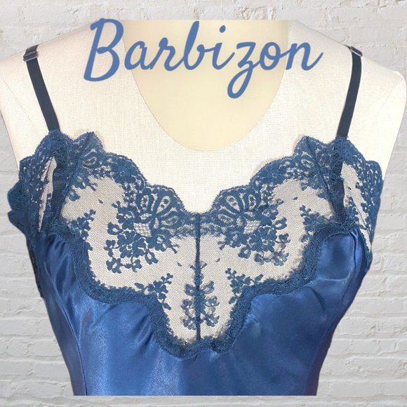 VINTAGE BARBIZON DARK BLUE DRESS SLIP (SZ 38) (EUC) - Picture 2 of 8